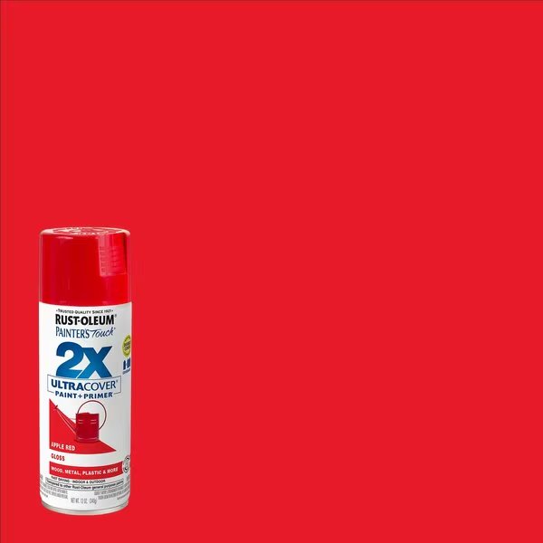Spray Paint, Apple Red, Gloss, 12 oz, Rust-Oleum, Mfr#: 334024